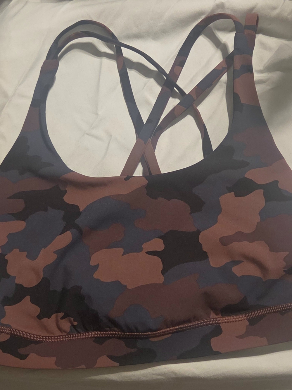 Lululemon Strappy Camo Sports Bra - Brown/black,euc,size 12